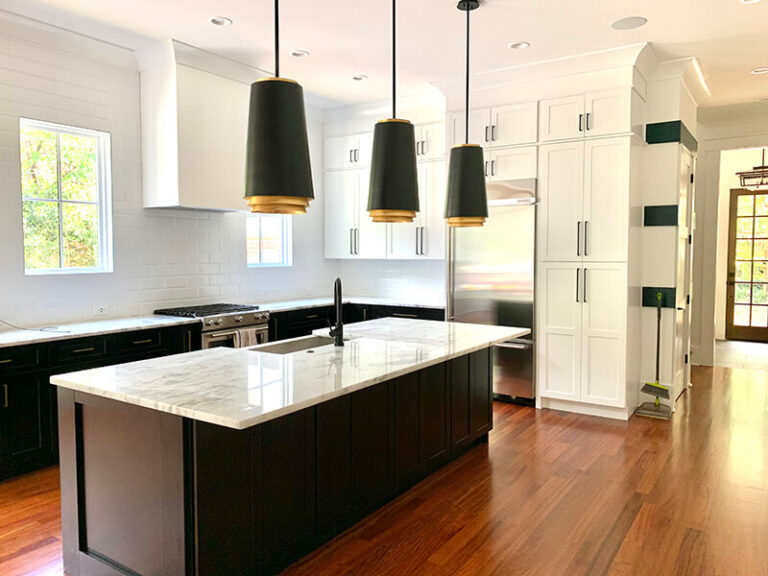 Modern Kitchen with Hanging Lights